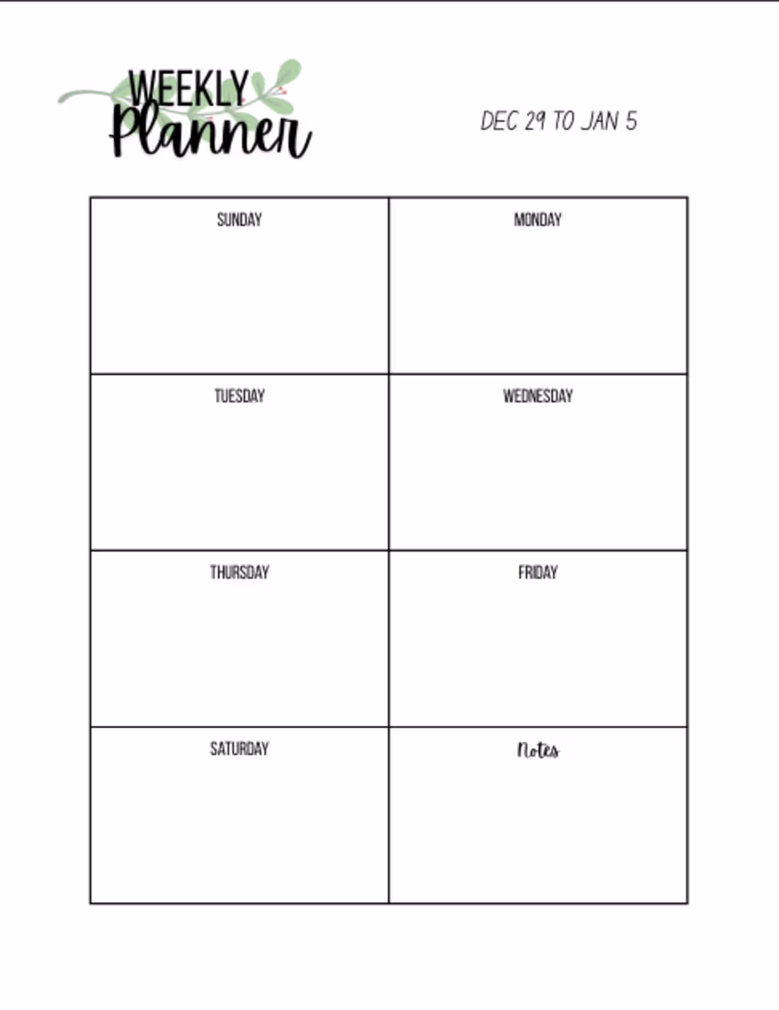 Cover image for Print-ready weekly planner designed from