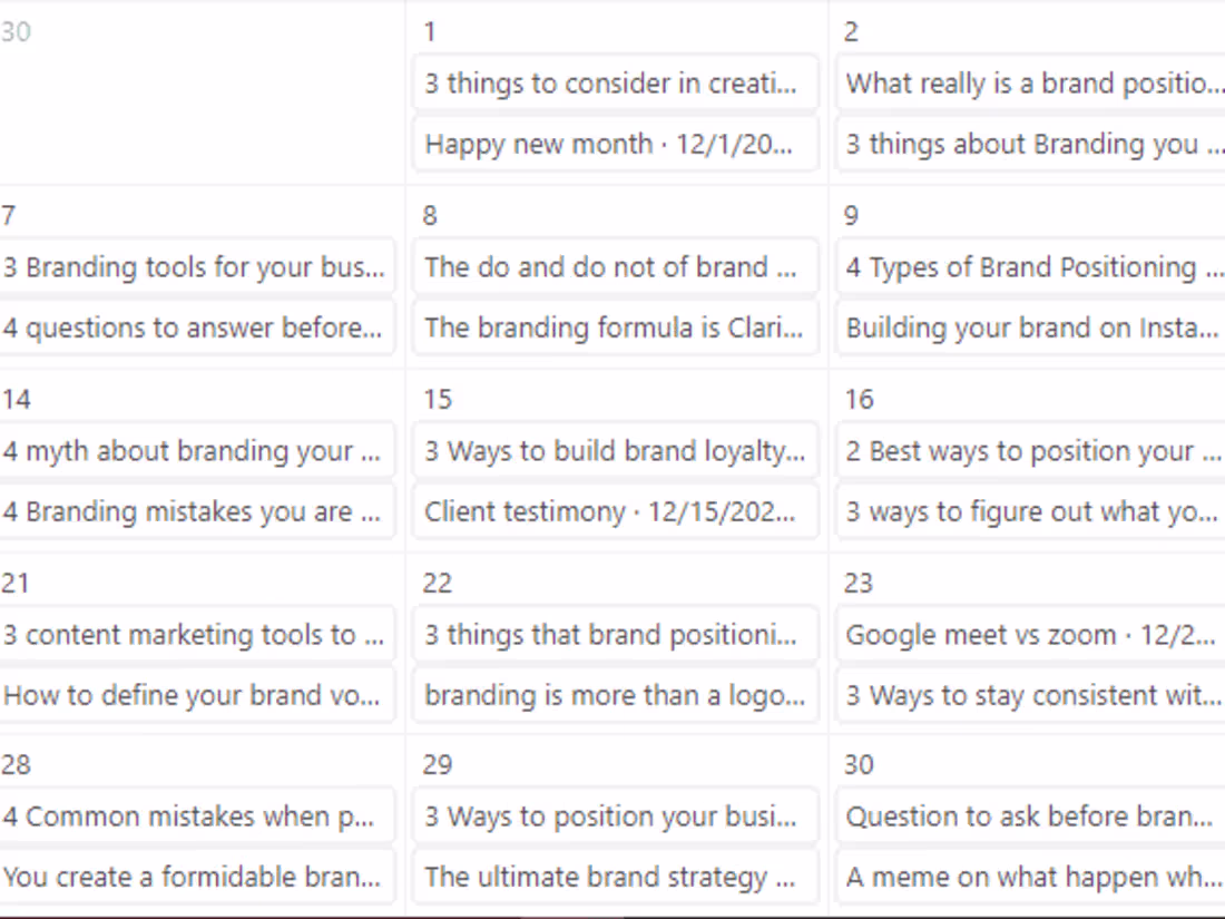 Cover image for 30 Days Content Calendar