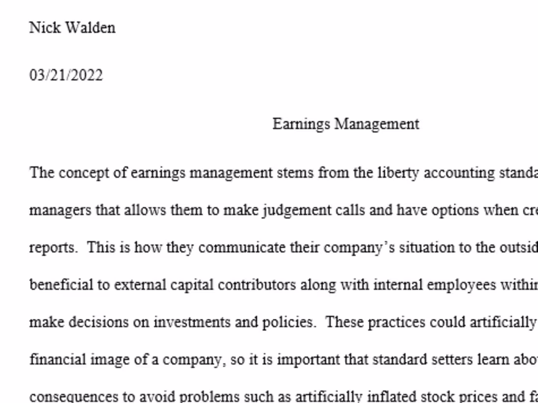 Cover image for Academic Analysis of Earnings Management