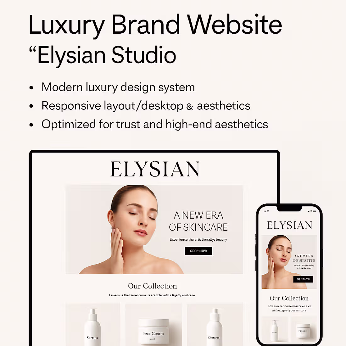 Cover image for Luxury Brand Website – “Elysian Studio” A minimalist luxury ...