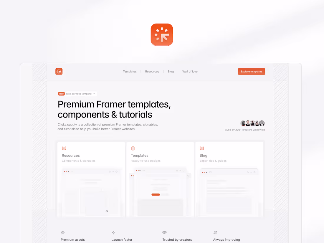 Cover image for clicks.supply · Framer Templates, Components, & Tutorials