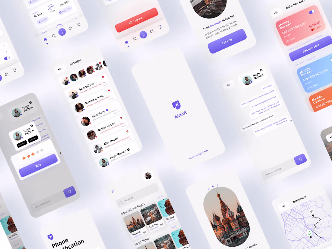 Cover image for AirLoft - A Flights Booking Mobile App - UI/UX Design - Figma