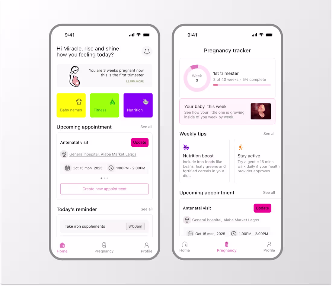 Cover image for Designed a maternity care app