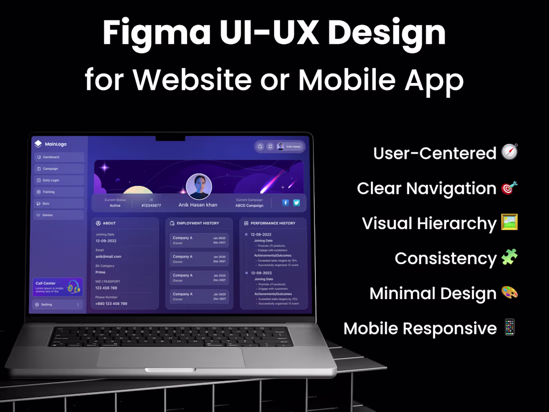 Cover image for Figma UI-UX Design for Website or Mobile App