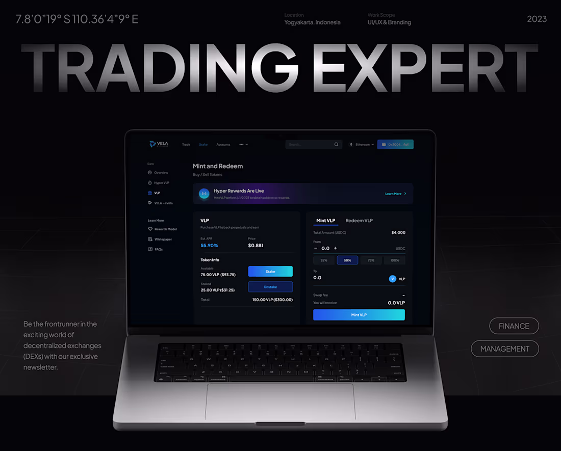 Cover image for Vela Exchange - Dashboard Design