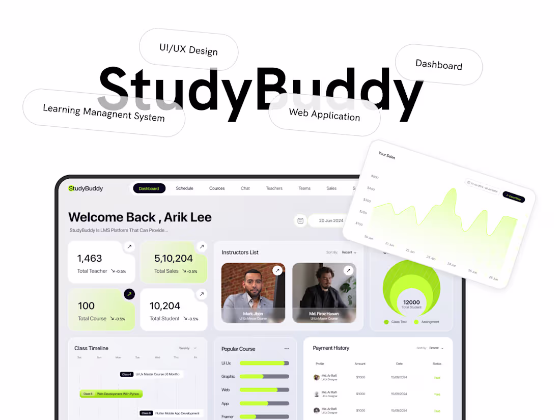 Cover image for StudyBuddy - Learning Management Dashboard UI Design