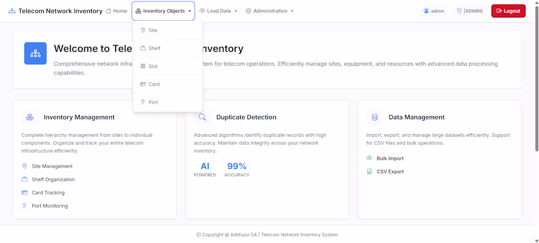 Cover image for Telecom Network Inventory Management System Development
