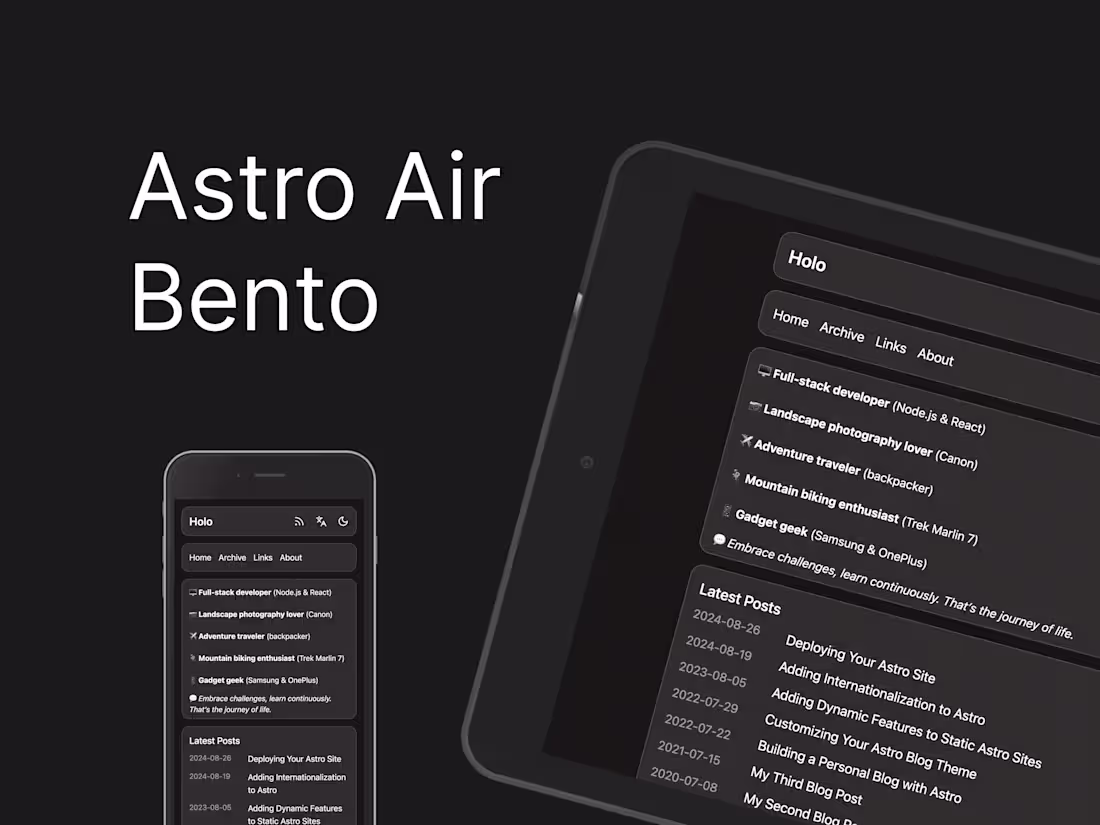 Cover image for Astro Air Bento | Astro Theme
