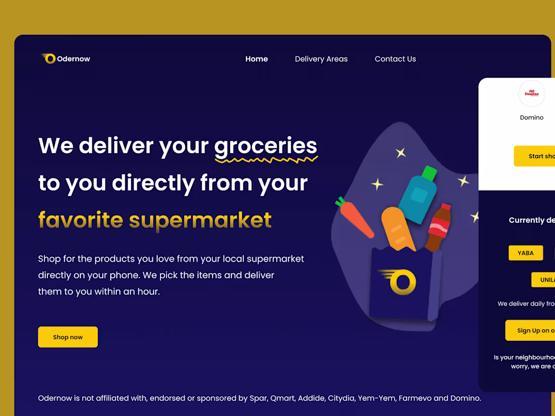 Cover image for Odernow: On-demand grocery delivery service