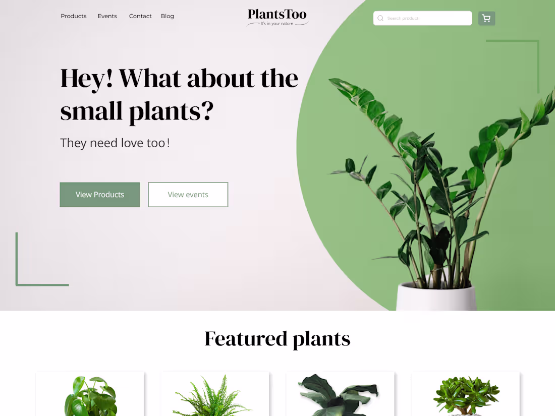 Cover image for PlantsToo website design