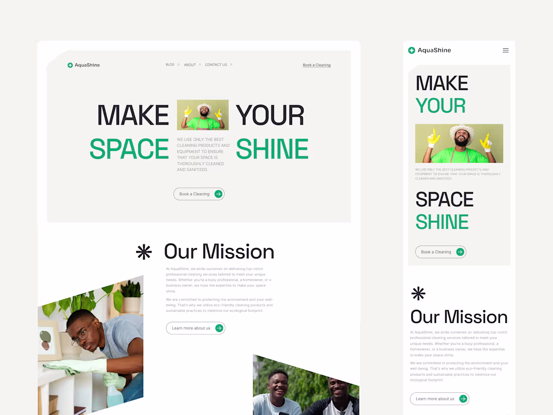 Cover image for AquaShine Cleaning Service Landing Page