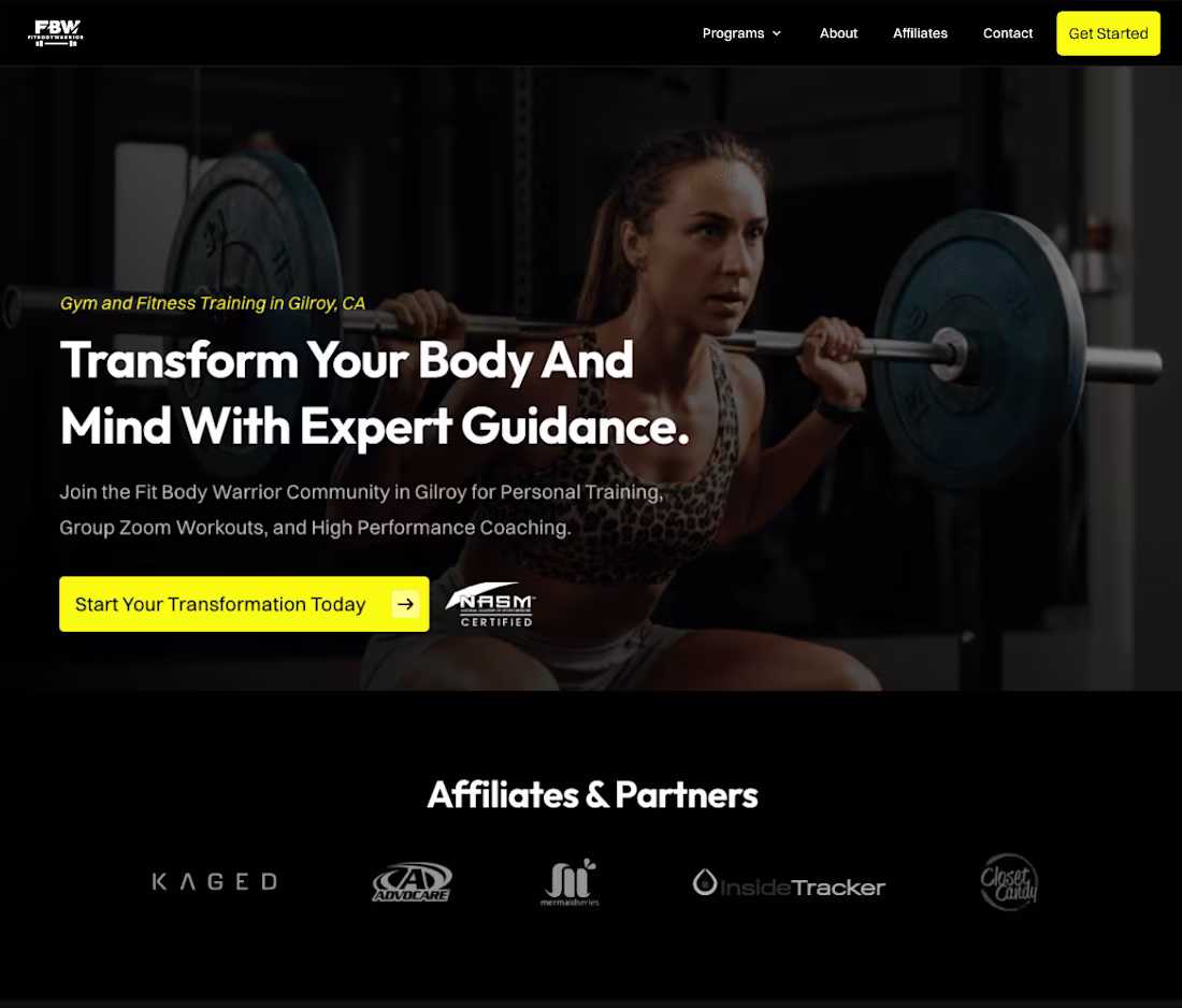 Cover image for Fitness Personal Training Website