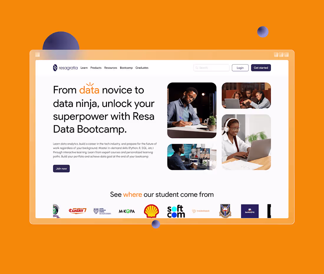 Cover image for Redesign of Resa bootcamp Landing Page :: Behance