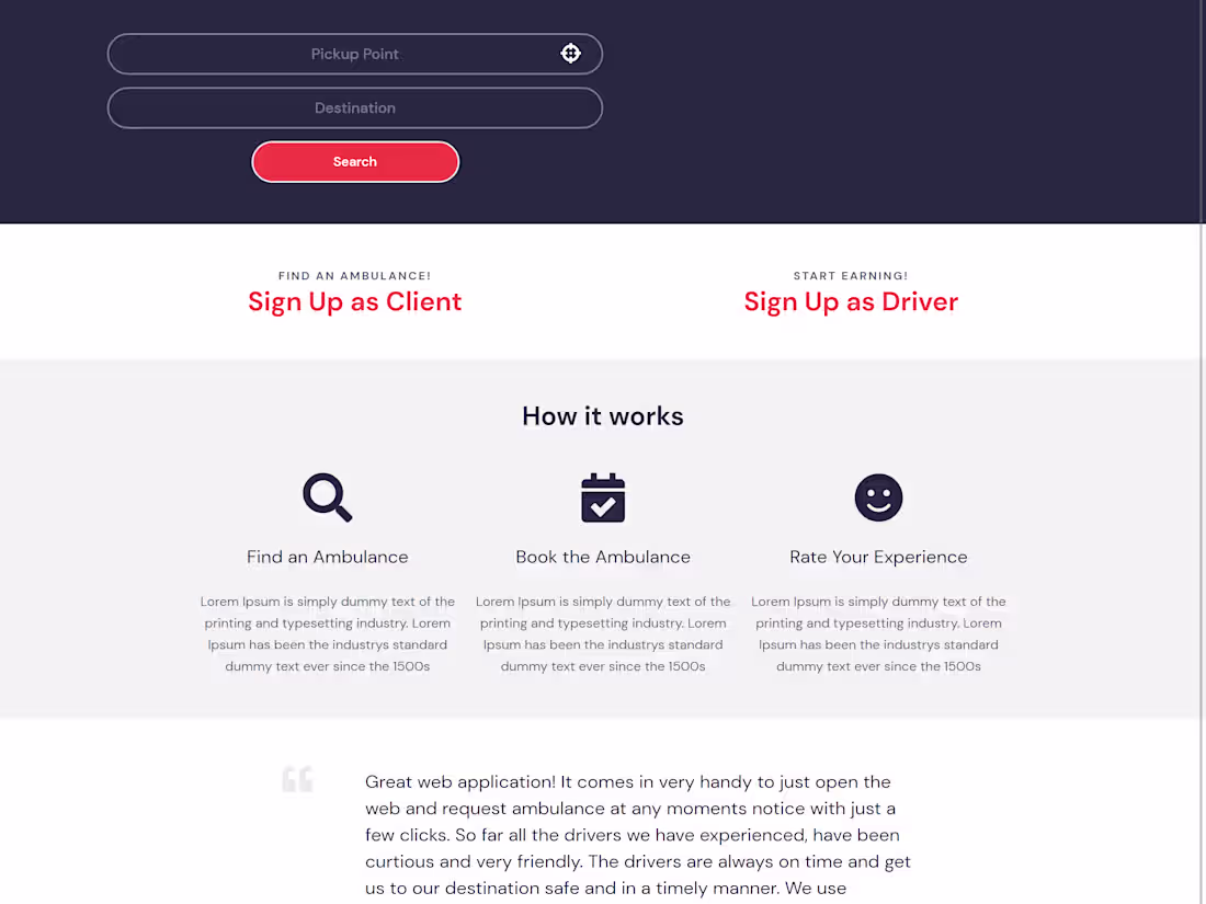 Cover image for A webapp to find and book the nearest ambulance, developed using