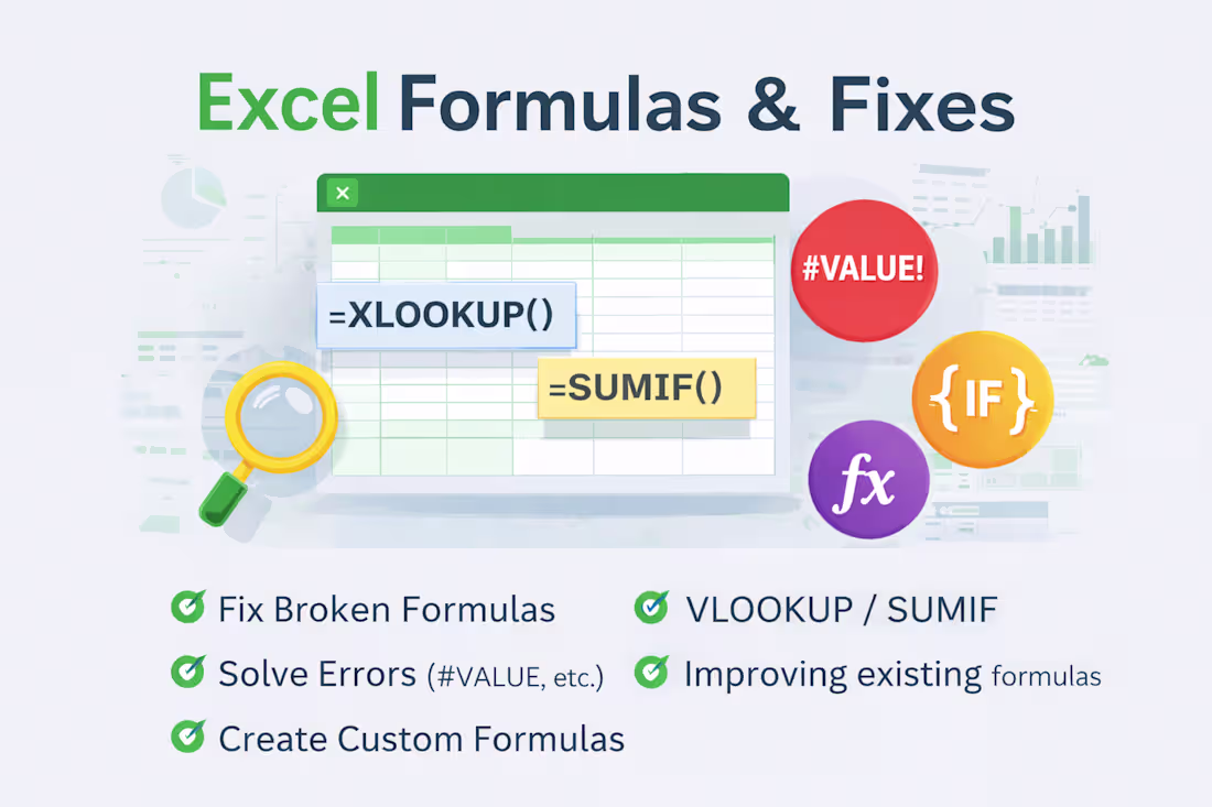 Cover image for Excel Formulas & Fixes