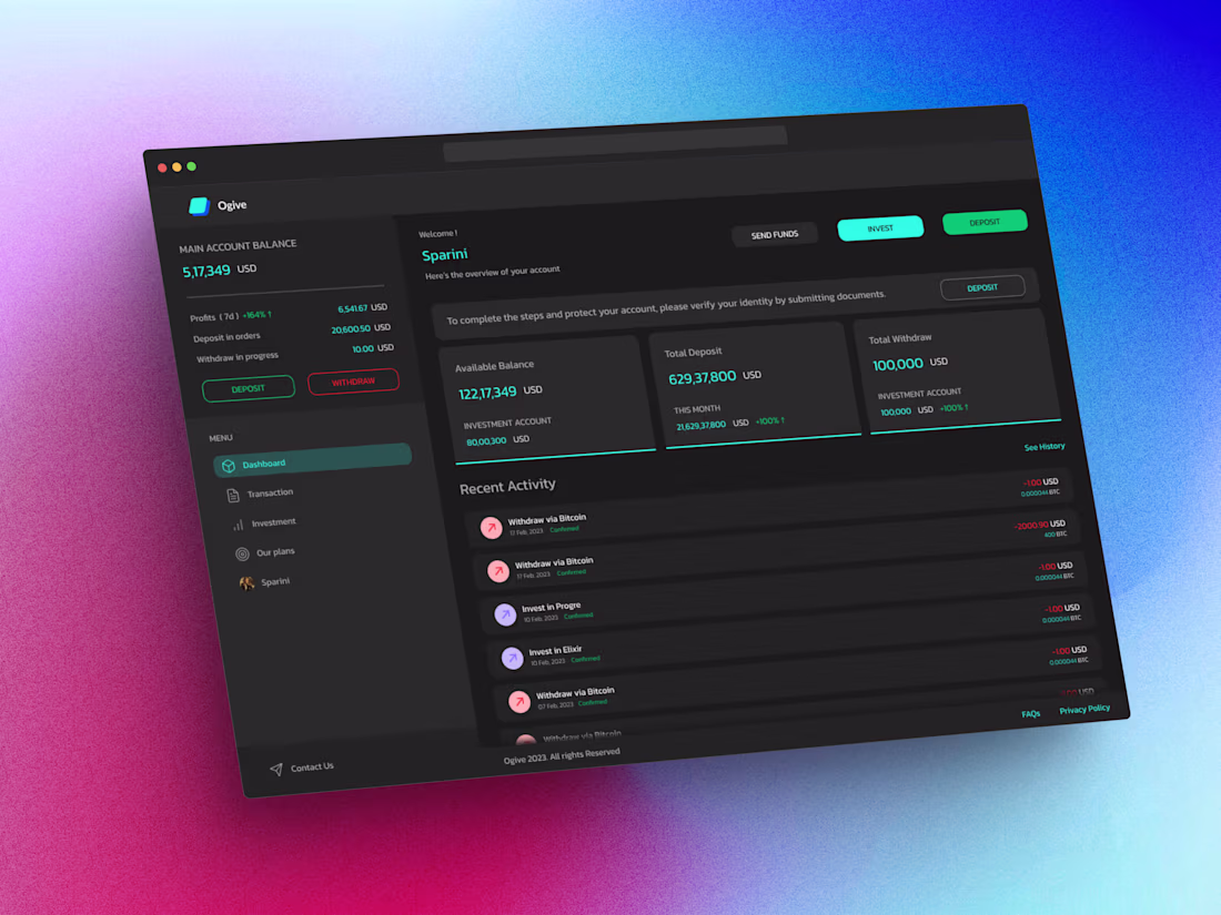 Cover image for Ogive- Cryptocurrency Trading Website Concept design