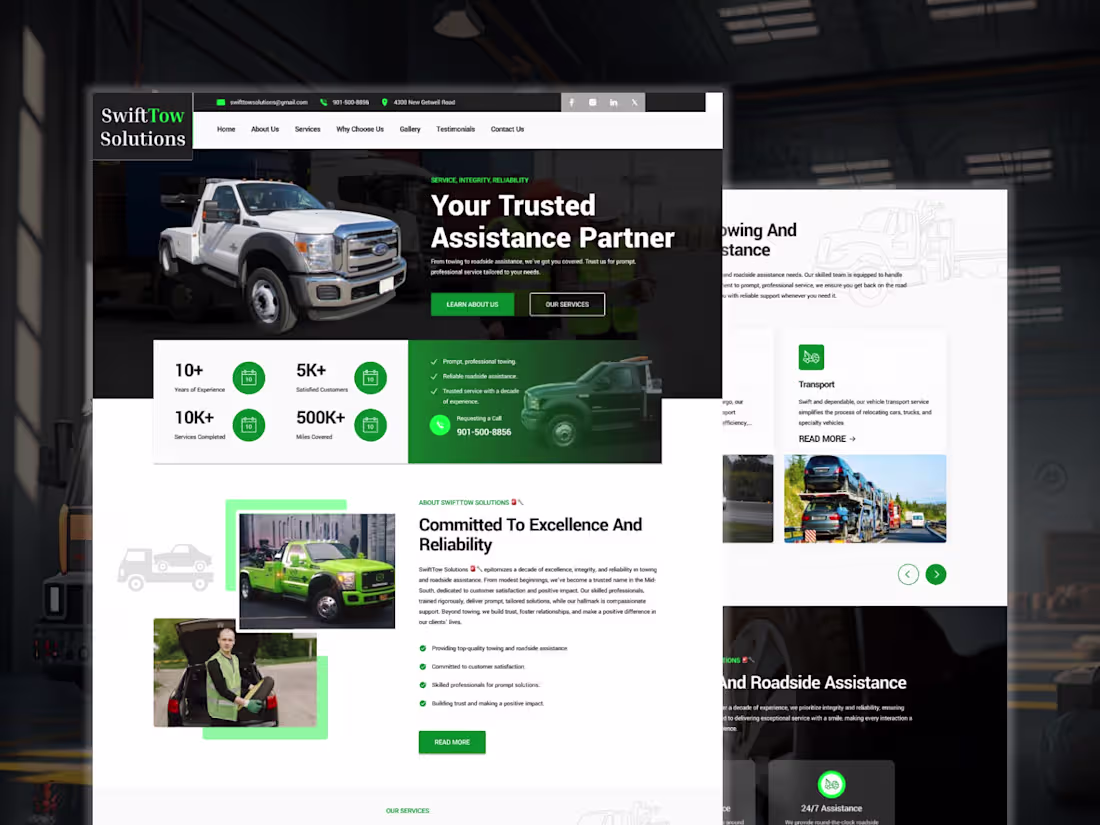 Cover image for SwiftTow Solutions Website UI Design