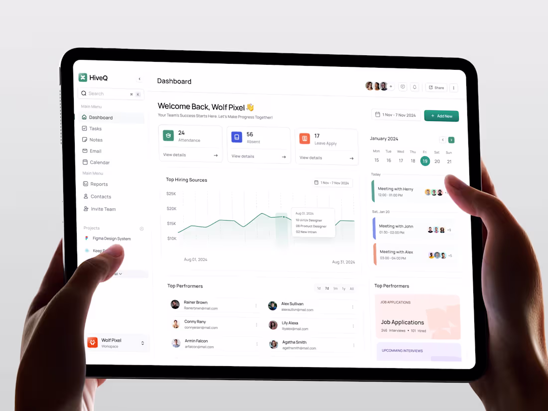 Cover image for HiveQ | HR Project Management Admin Dashboard UI/UX