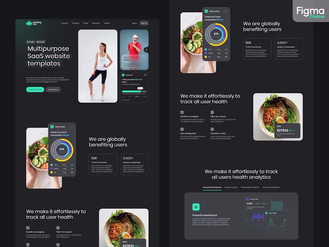 Cover image for Healing Pro - SaaS Landing page Template - Dark Mode