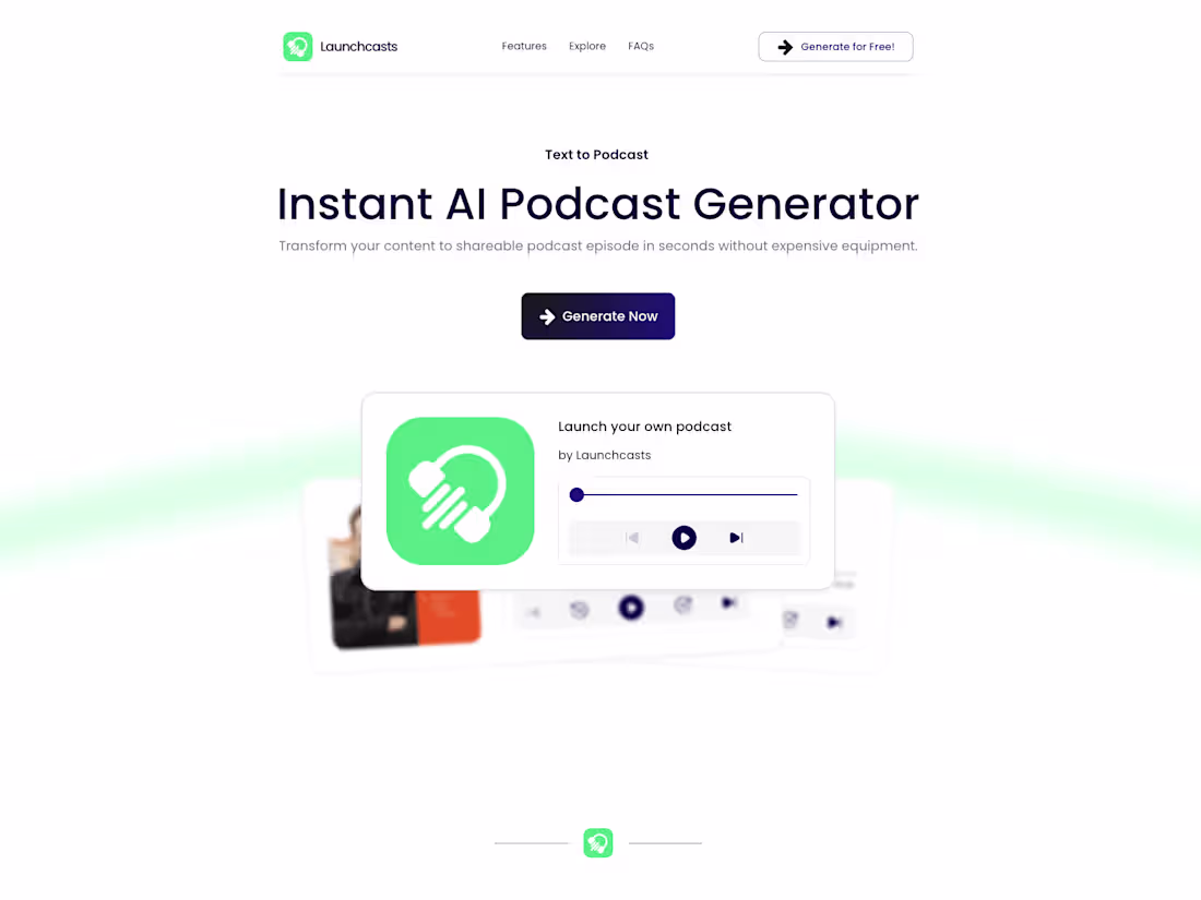 Cover image for Launchcasts Instant AI Podcast Generator