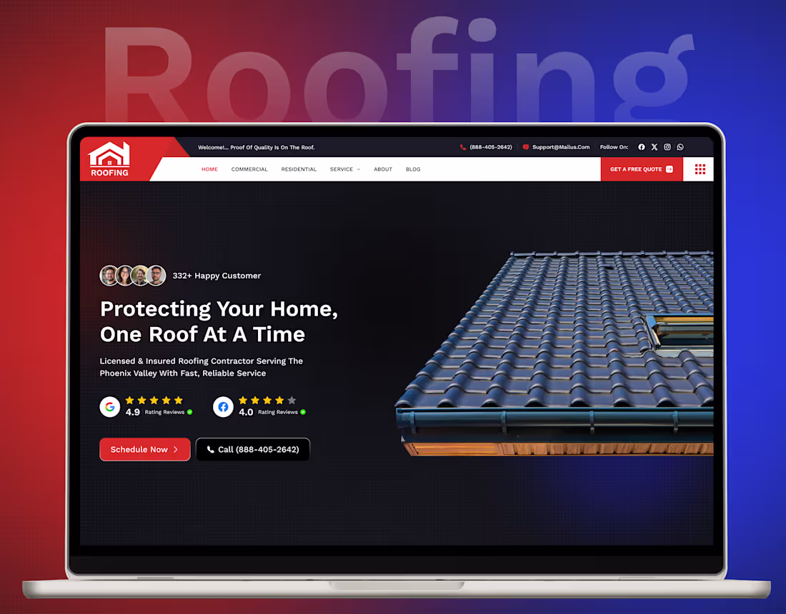 Cover image for Roofing Website Design | Contractor Lead Generation Platform