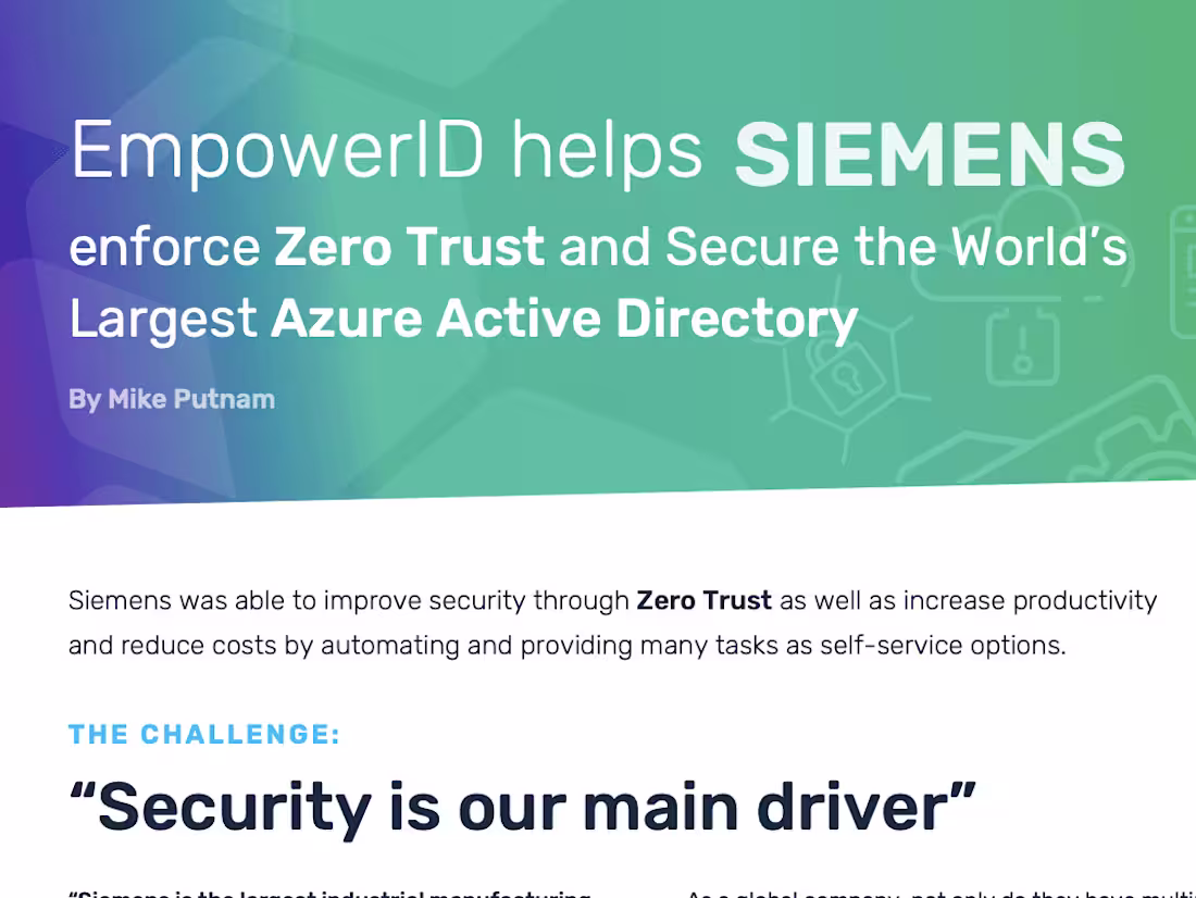 Cover image for B2B Case Study 1: EmpowerID secures SIEMENS' cloud-based systems