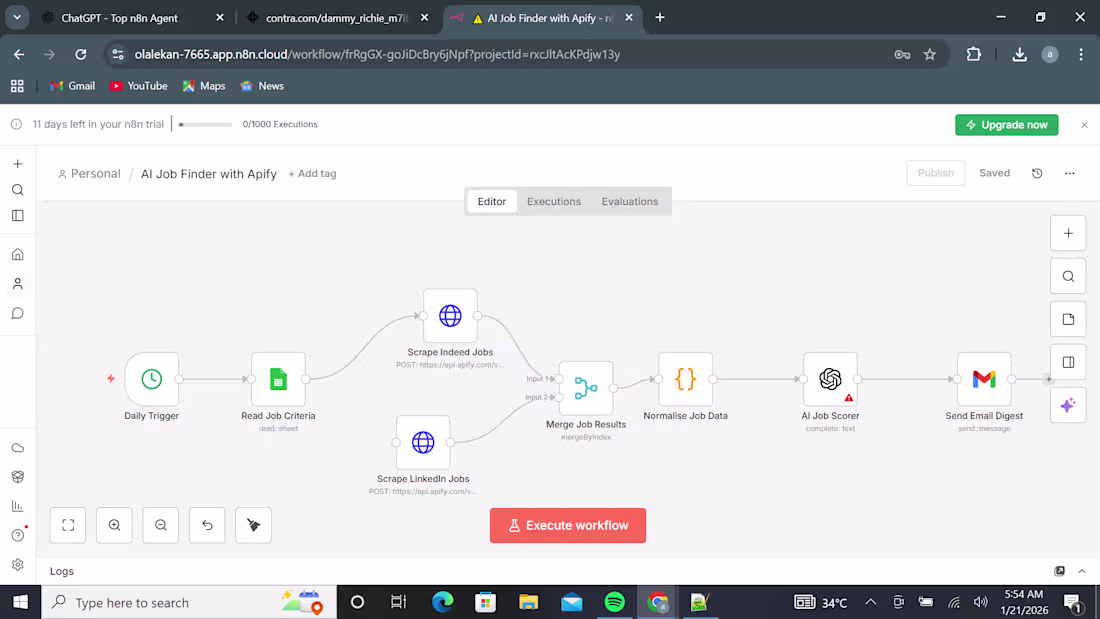 Cover image for AI Job Search Automation using n8n & Apify I built an end to...