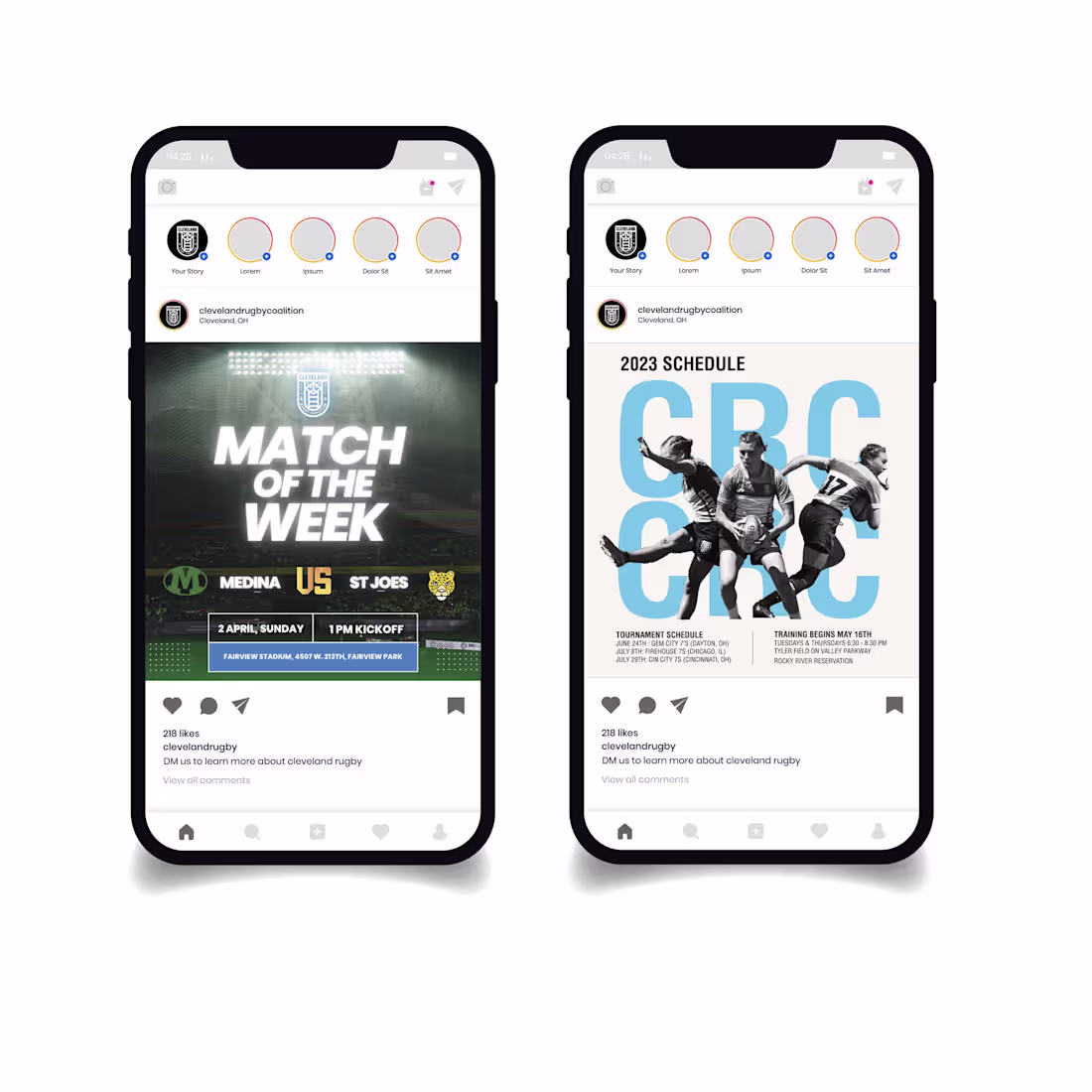 Cover image for Graphic Design / Social Media - Cleveland Rugby Coalition 