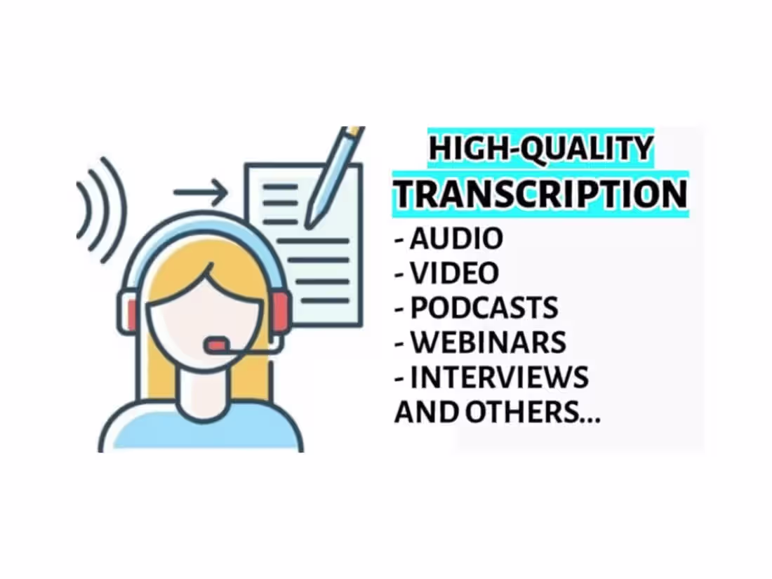Cover image for Quality Transcription for audio/video within 24 hours