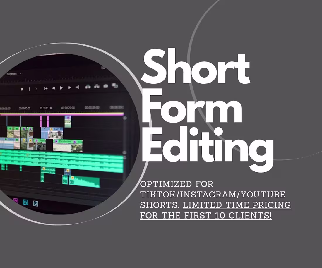 Cover image for Short Form Editing - Reels for IG/Tiktok/YouTube Shorts