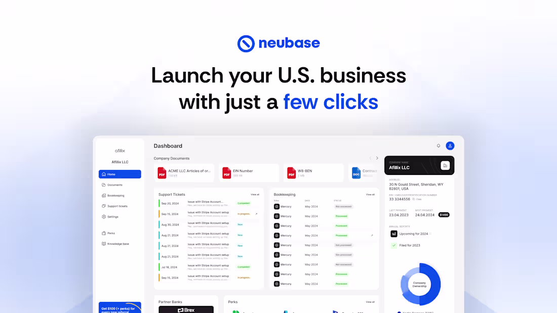 Cover image for Neubase: Register U.S. companies from anywhere in the world