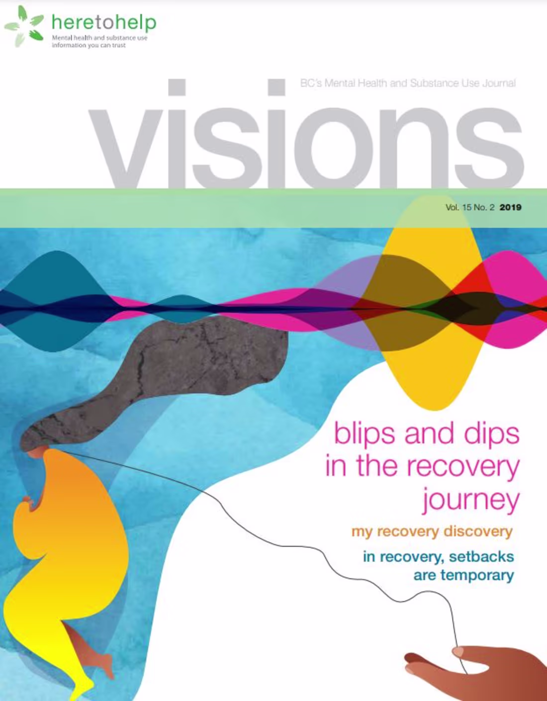 Cover image for Article in VISIONS magazine, story of recovery & self care by JP