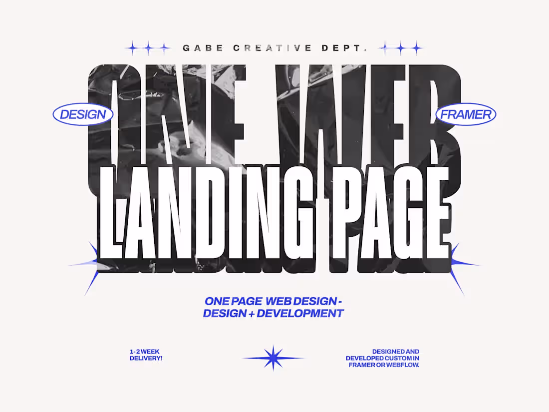 Cover image for One Web/Landing Page: Design + Development