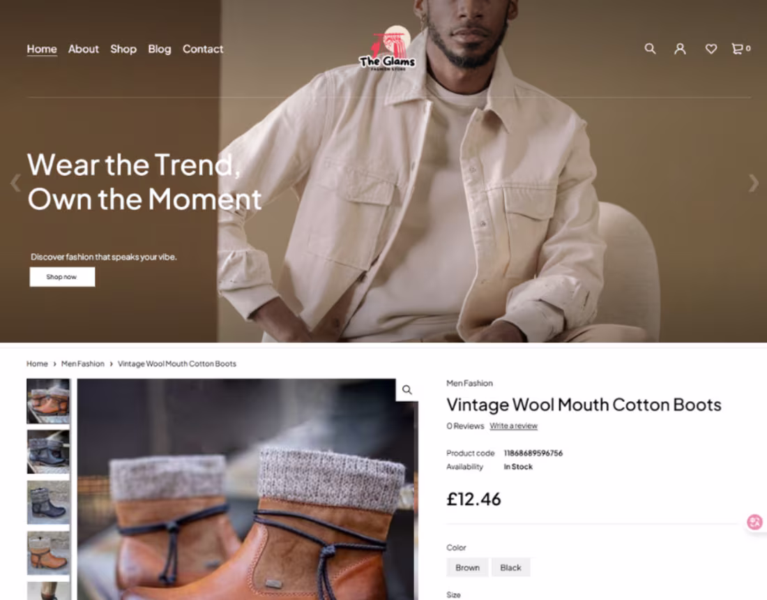 Cover image for The Glams Fashion Store UK Woocommerce Website Design