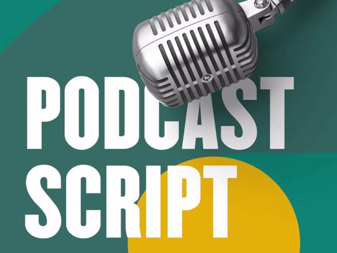 Cover image for  video script podcast on finance business, tech, sustainability