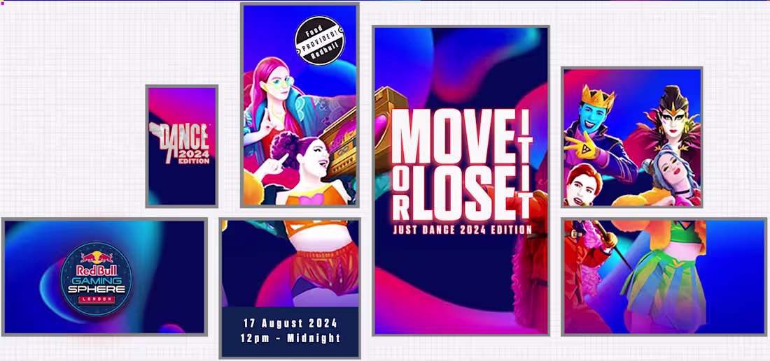 Cover image for Just Dance 2023 #1-3 Event Poster - Redbull Gaming Sphere London