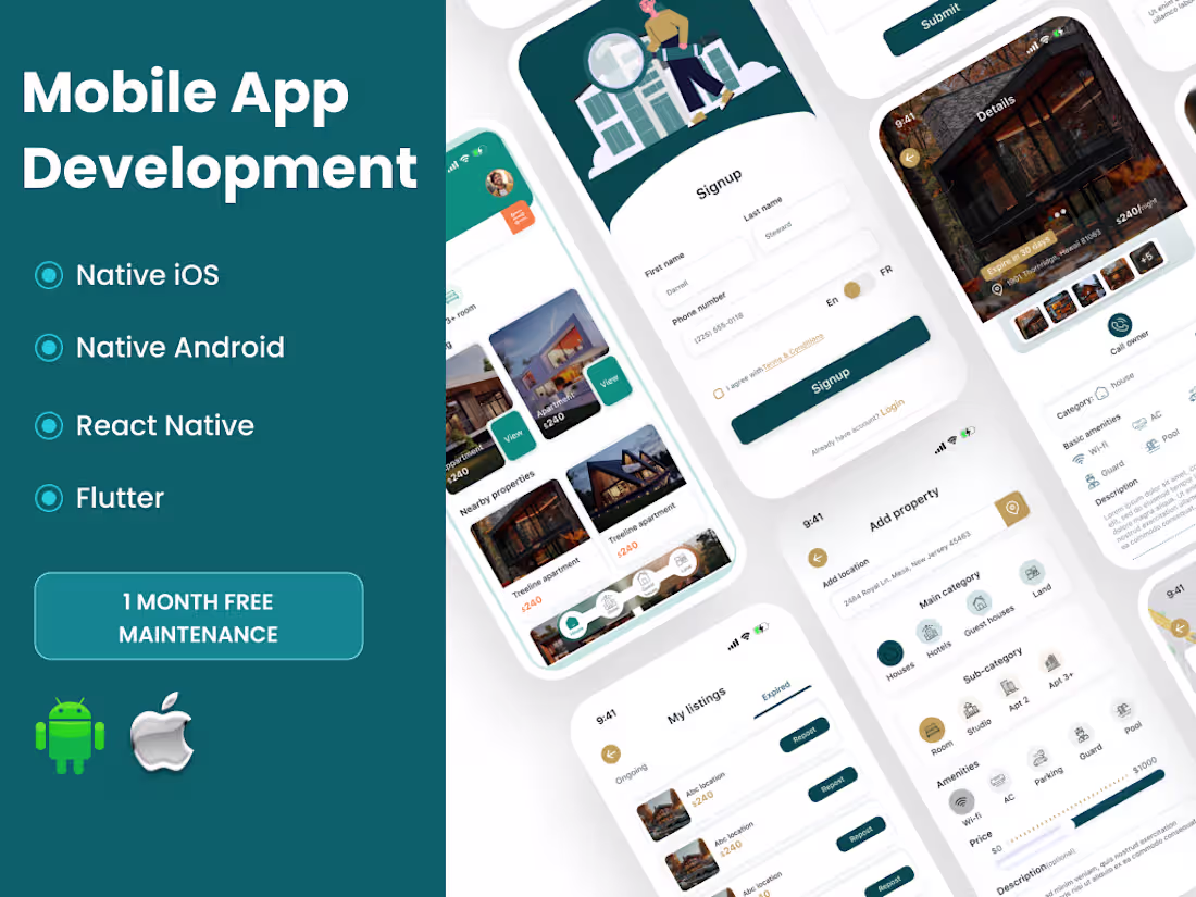 Cover image for Develop Android & iOS custom app using Flutter, React Native