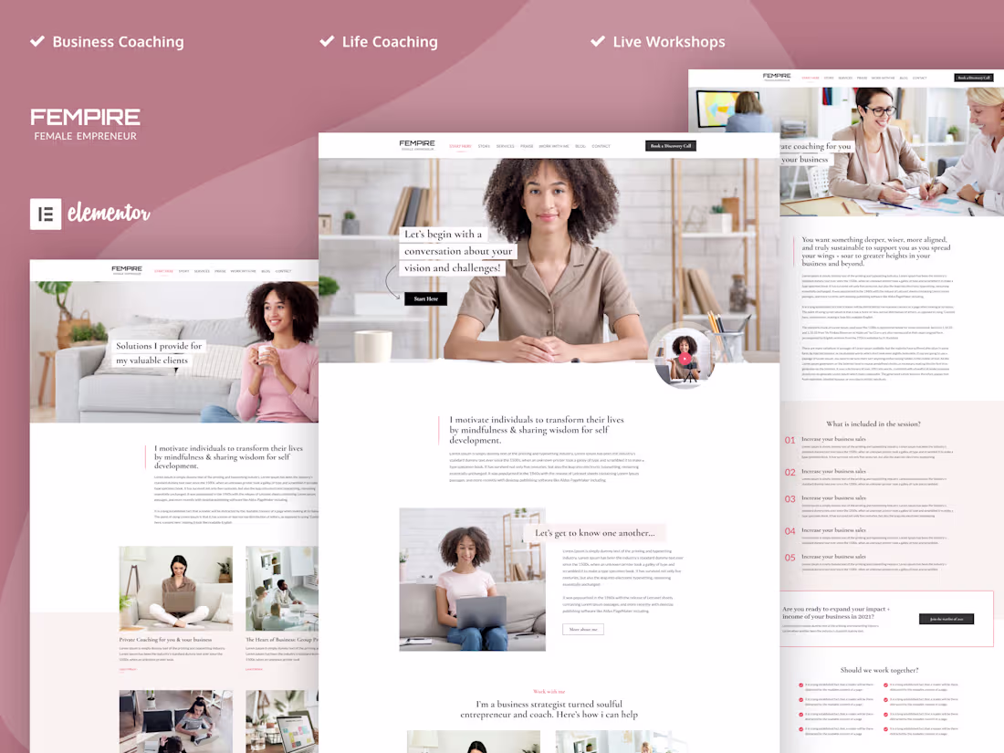 Cover image for Fempire - Business Coach Elementor Template Kit