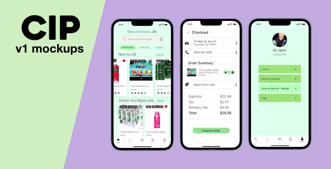 Cover image for CIP - Figma Mockups for On-Demand Beverage App Sharing some ...