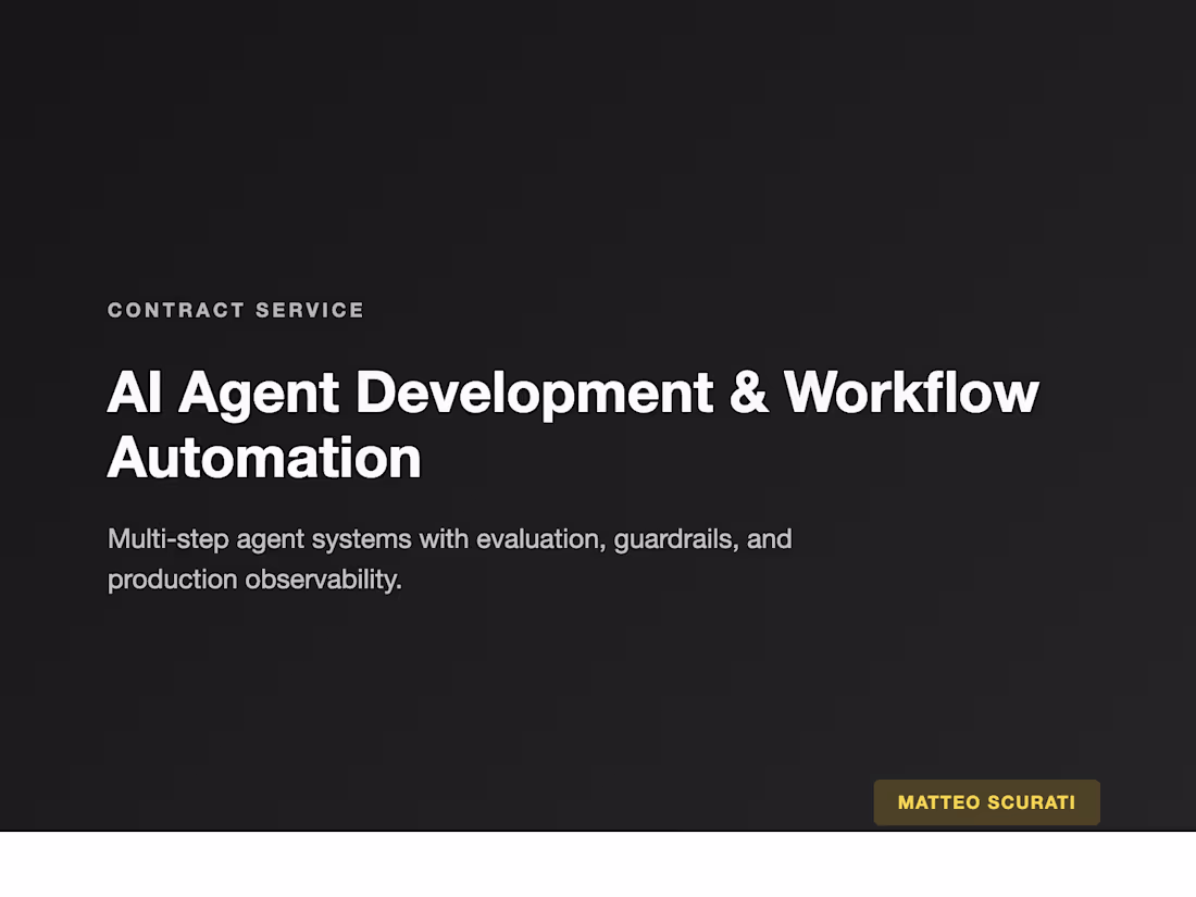 Cover image for AI Agent Development & Workflow Automation