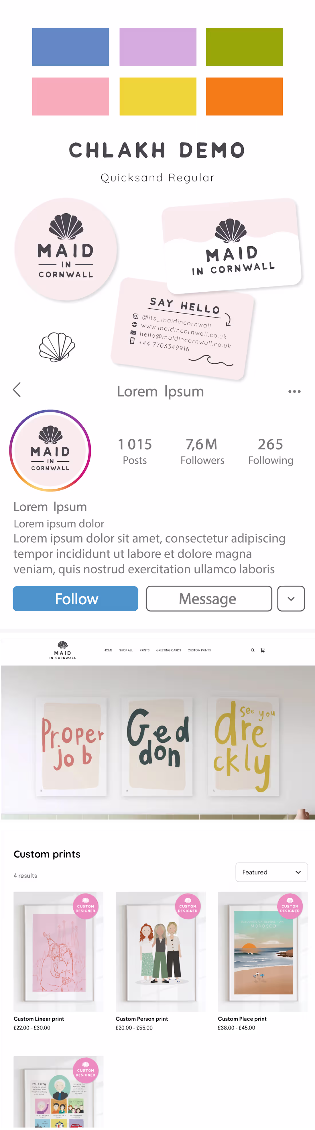 Cover image for Maid in Cornwall branding, web assets visual identity