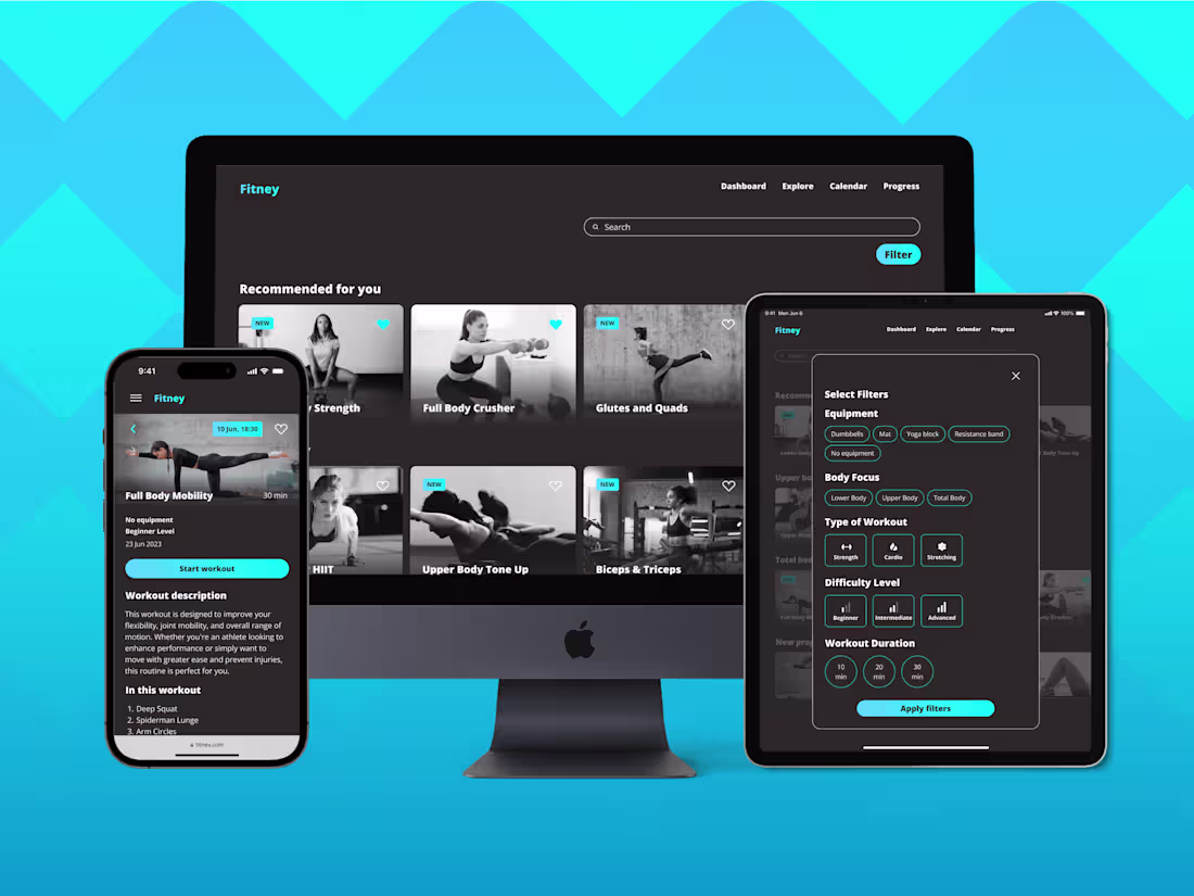 Cover image for Fitney Mobile-First App | UI Design