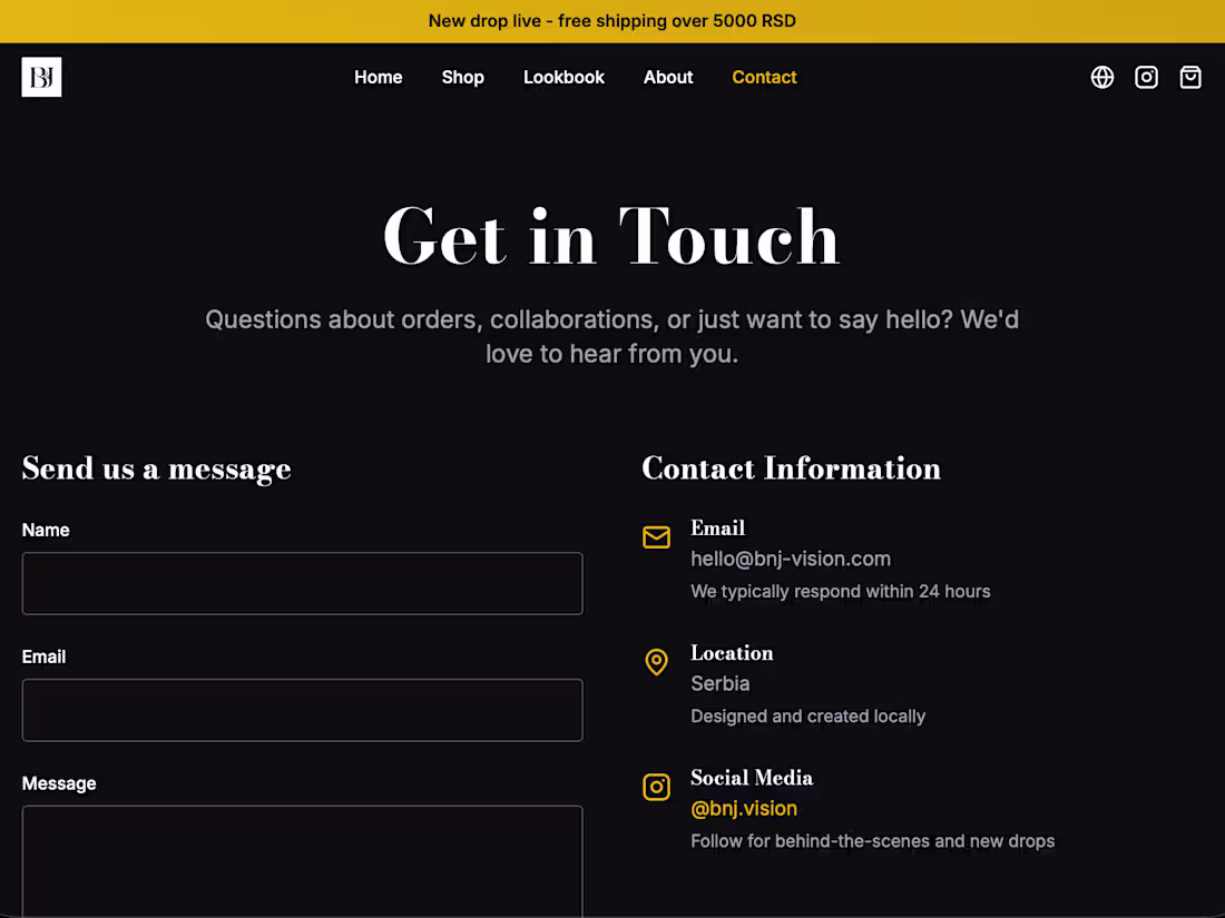 Cover image for BNJ Vision - Streetwear Brand