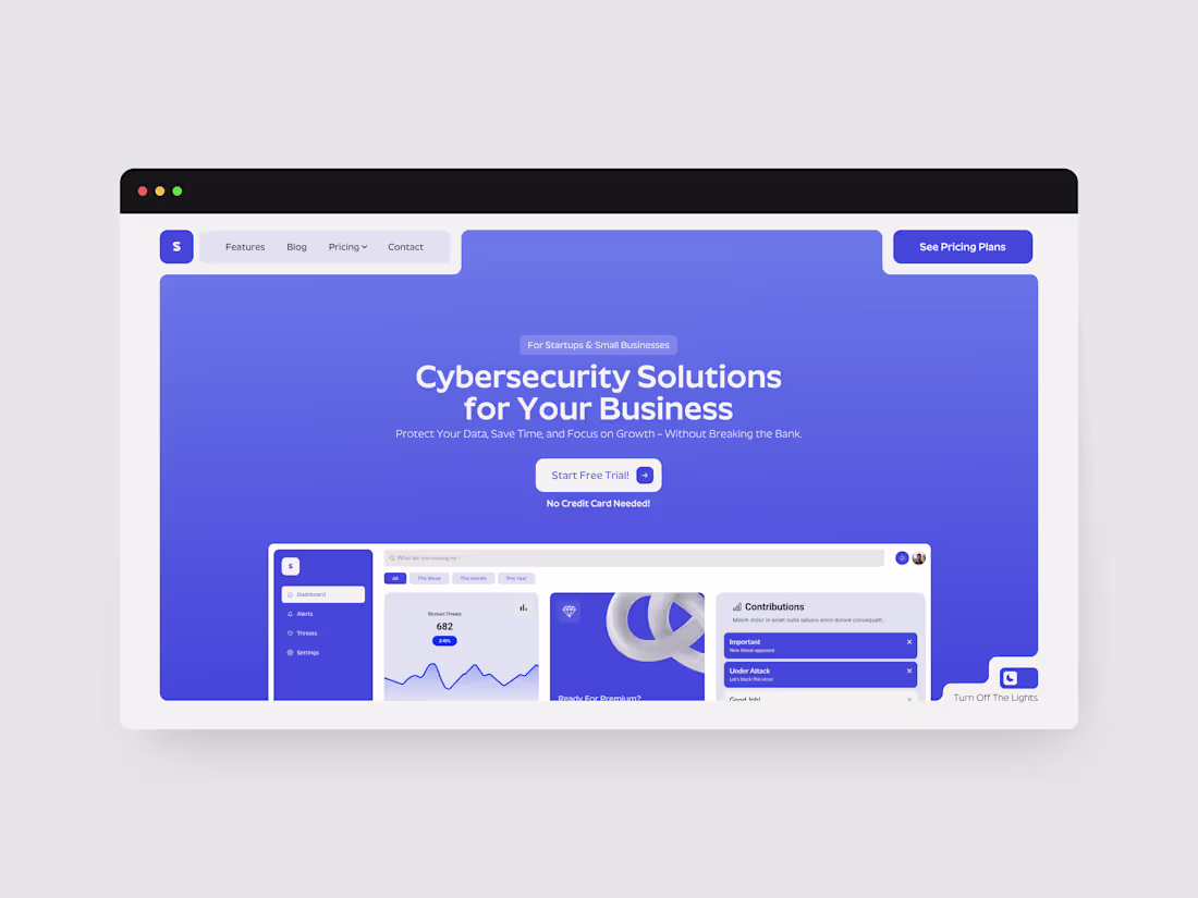 Cover image for Cybersecurity SAAS website design.