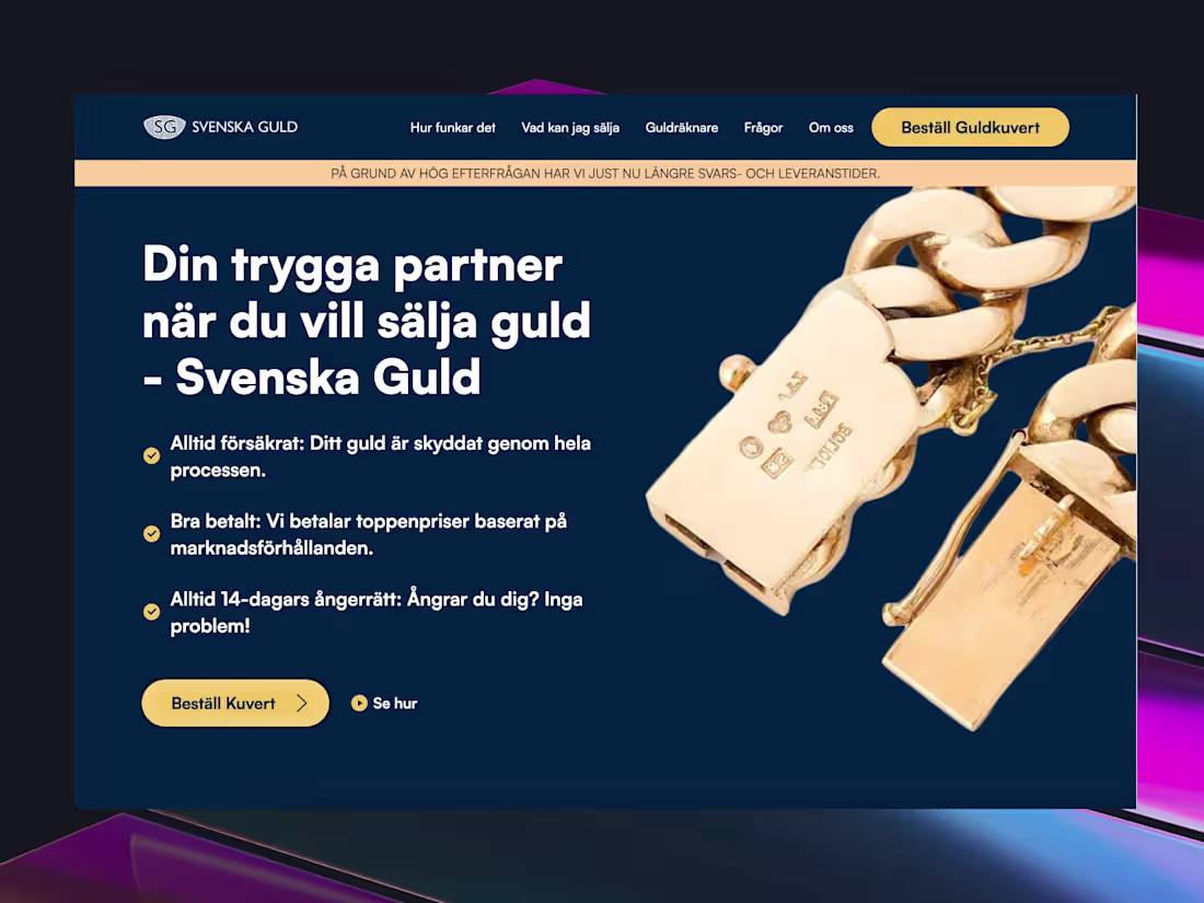 Cover image for Svenska Guld (Website + CMS + Custom API)