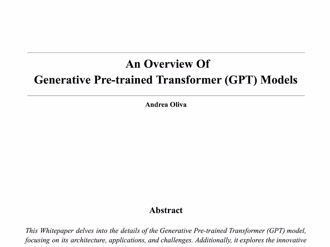 Cover image for An Overview Of Generative Pre-trained Transformer Models