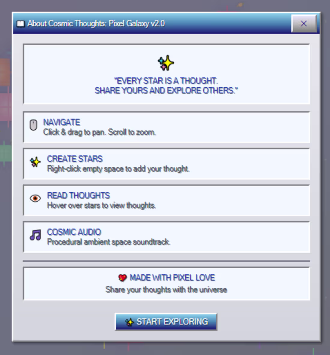 Cover image for Cosmic Thoughts: Pixel Galaxy 