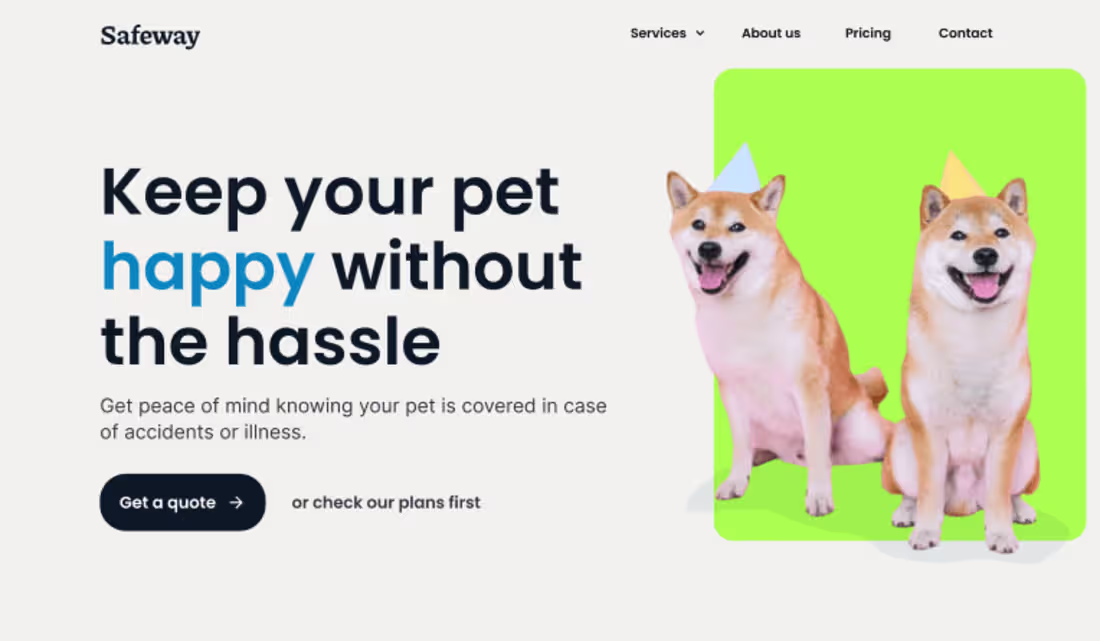 Cover image for Web design for Pet Insurance: Safeway