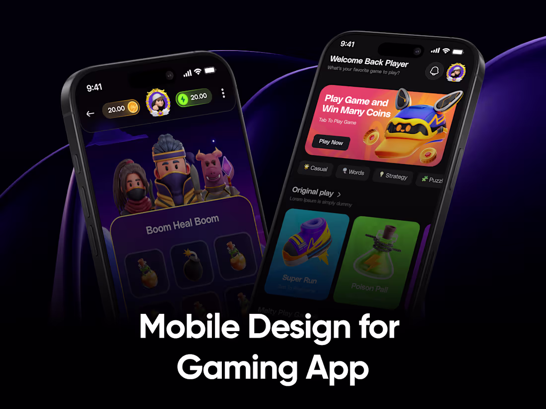 Cover image for Gamino - Gaming App UI/UX Design | Motion Design
