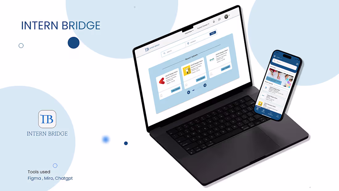 Cover image for INTERN BRIDGE - APP TO FIND AND POST INTERNSHIPS :: Behance